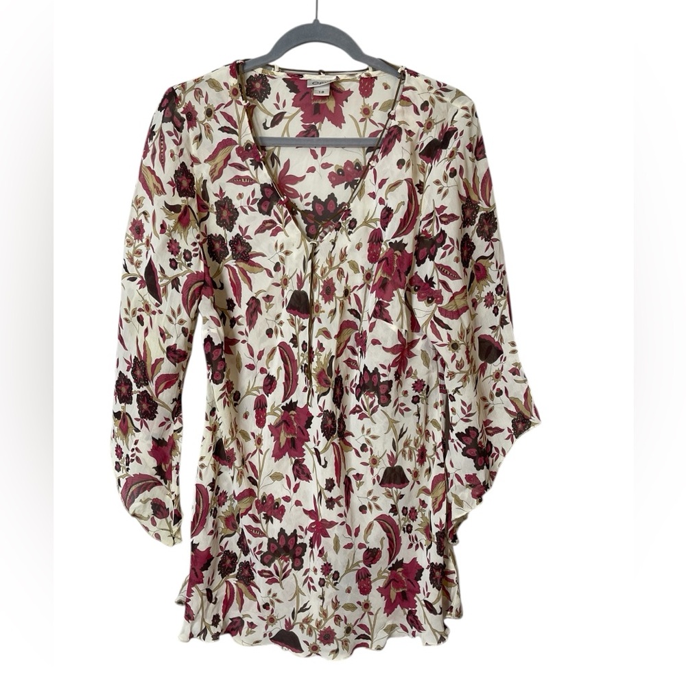 American Vintage Y2K Floral Vampire Western Bohemian tunic Blouse Sz 18
